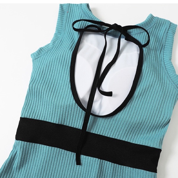 Retro Baby Blue Knit One Piece Swimsuit - Picture 11 of 14